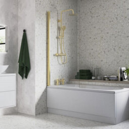 Excel Home Bath Screen Brushed Brass, 800X1400mm, Pivoting, Reversible, Modern Glass & Metal Design With 2 Year Guarantee - thumbnail 2