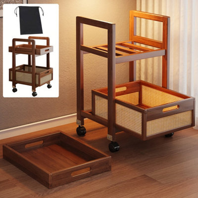 Multifunctional Wooden Rolling Side Table, Snacks Storage Cart - image 1