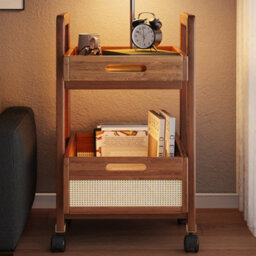 Multifunctional Wooden Rolling Side Table, Snacks Storage Cart - thumbnail 4
