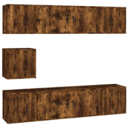 Berkfield Classic 7 Piece Tv Cabinet Set Smoked Oak Engineered Wood - thumbnail 1