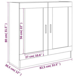 Berkfield Vitrine Cabinet Grey Sonoma 82.5X30.5X80 Cm Engineered Wood - thumbnail 9