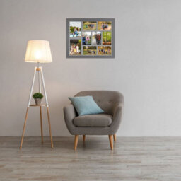 AK Frames 20X16 Dark Grey Modern Multi Photo Frame With Mid Grey Mount - Holds 9 Apertures (2X) 7X5, (7X) 6X4 Photos - thumbnail 3