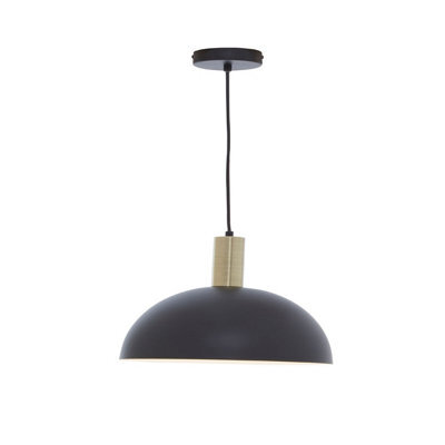 Orsina Luxe Black & White Pendant Light With Brass Trim, Minimalist Hanging Light, Retro-Inspired Ceiling Fixture - image 1