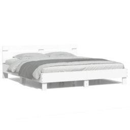 Berkfield Bed Frame With Led Without Mattress White 160X200 Cm - thumbnail 5