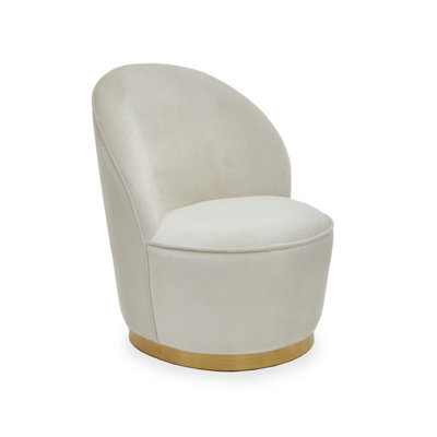 Orsina Stylish Cream Velvet Base Chair, Elegant Accent Chair, Velvet Upholstered Armless Chair, Mid-Century Chair - image 1
