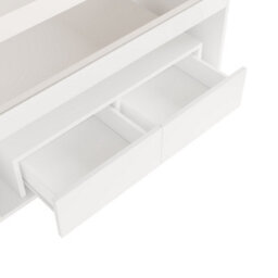 Abrihome White High Gloss Coffee Table With Led Lights & 2 Drawers - Open Storage, Glass Top Center Table 100X50X40Cm For Living Room - thumbnail 9