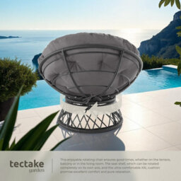 Tectake Garden Chair Gargano - Rotatable, Resilient Polyrattan, Comfortable Round Cushion,  - Black - 1 - thumbnail 4