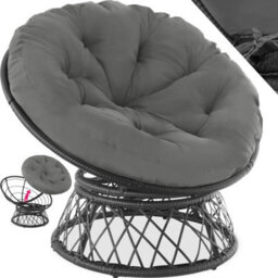 Tectake Garden Chair Gargano - Rotatable, Resilient Polyrattan, Comfortable Round Cushion,  - Black - 1 - thumbnail 1