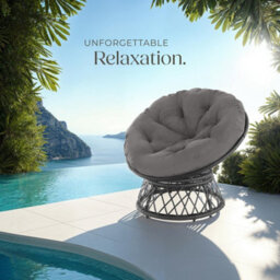 Tectake Garden Chair Gargano - Rotatable, Resilient Polyrattan, Comfortable Round Cushion,  - Black - 1 - thumbnail 8