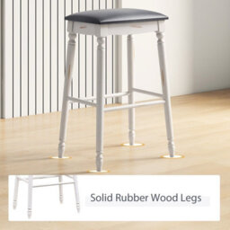Gainoom Set Of 2 White Bar Stools 74Cm Dining Counter Height Chair Upholstered Pub Stool - thumbnail 5