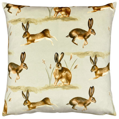 Evans Lichfield Country Running Hares Feather Filled Cushion - image 1