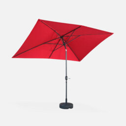 Sweeek - 2X3M Rectangular Centre Pole Parasol Touquet Red - thumbnail 2