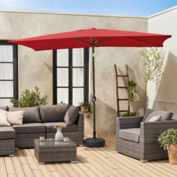 Sweeek - 2X3M Rectangular Centre Pole Parasol Touquet Red