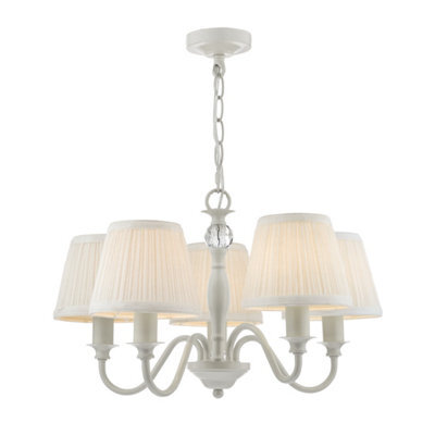 DAR Laura Ashley Ellis 5Lt Pendant Grey With Shades