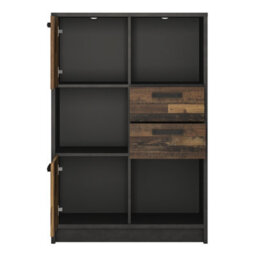 Furniture To Go Brooklyn Low Bookcase With 2 Doors And 2 Drawers In Walnut And Dark Matera Grey - thumbnail 2