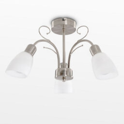 Valuelights Newlyn 3 Way Silver Chrome Ceiling Light Fitting With White Frosted Glass Shades - Led Golfball Bulbs 3000K Warm White - thumbnail 4