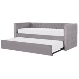 Beliani Trundle Bed Velvet Gassin 90 X 200 Cm (Eu Single) Grey - thumbnail 1