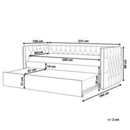 Beliani Trundle Bed Velvet Gassin 90 X 200 Cm (Eu Single) Grey - thumbnail 3