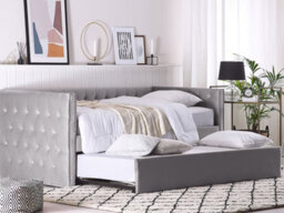Beliani Trundle Bed Velvet Gassin 90 X 200 Cm (Eu Single) Grey - thumbnail 2