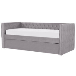Beliani Trundle Bed Velvet Gassin 90 X 200 Cm (Eu Single) Grey - thumbnail 4