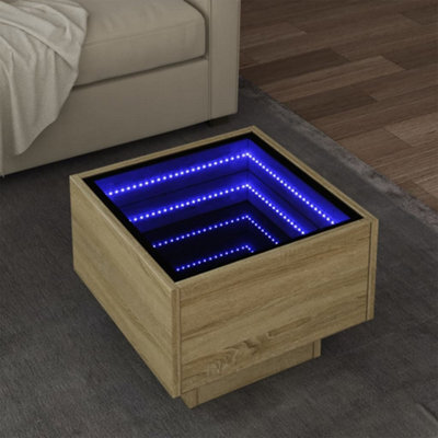 Walplus Side Table With Led Sonoma Oak 40X40X30 Cm Engineered Wood - image 1