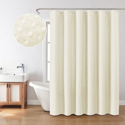 INHOUSOLU HOME DÉCOR Inhousolu Home Decor Luxurious Shower Curtain Heavy Duty Waffle Weave 230 Gsm Water Repellent Machine Washable - image 1