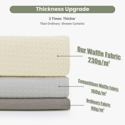 INHOUSOLU HOME DÉCOR Inhousolu Home Decor Luxurious Shower Curtain Heavy Duty Waffle Weave 230 Gsm Water Repellent Machine Washable - thumbnail 4