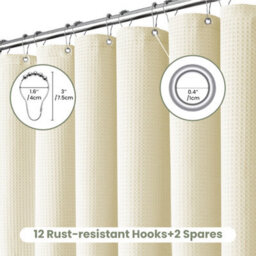INHOUSOLU HOME DÉCOR Inhousolu Home Decor Luxurious Shower Curtain Heavy Duty Waffle Weave 230 Gsm Water Repellent Machine Washable - thumbnail 5