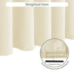 INHOUSOLU HOME DÉCOR Inhousolu Home Decor Luxurious Shower Curtain Heavy Duty Waffle Weave 230 Gsm Water Repellent Machine Washable - thumbnail 6