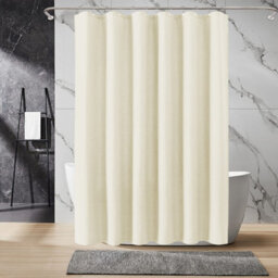 INHOUSOLU HOME DÉCOR Inhousolu Home Decor Luxurious Shower Curtain Heavy Duty Waffle Weave 230 Gsm Water Repellent Machine Washable - thumbnail 7