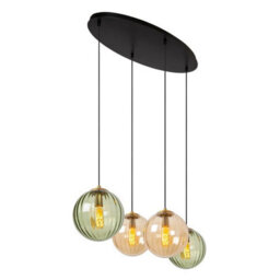 Lucide Monsaraz 4 Light Bar Ceiling Pendant Amber / Black / Green - thumbnail 6