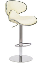 Lamboro Carcaso Deluxe Single Kitchen Bar Stool, Chrome Footrest, Height Adjustable Swivel Gas Lift, Breakfast Bar & Home Barstool, Cream