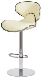 Lamboro Carcaso Deluxe Single Kitchen Bar Stool, Chrome Footrest, Height Adjustable Swivel Gas Lift, Breakfast Bar & Home Barstool, Cream - thumbnail 3