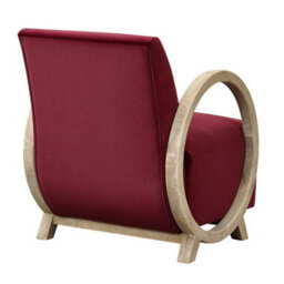 Wyld Haus Aracaju Plum Red Velvet Armchair With Oak Ring Arms - thumbnail 3