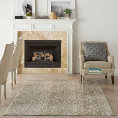 Ivory Beige Modern Abstarct Rug Easy To Clean Living Room Bedroom And Dining Room-244Cm X 305Cm