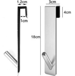 2 Pack Towel Hook, No-Drill Shower Hook, Stainless Steel Silver - thumbnail 2