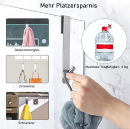 2 Pack Towel Hook, No-Drill Shower Hook, Stainless Steel Silver - thumbnail 3