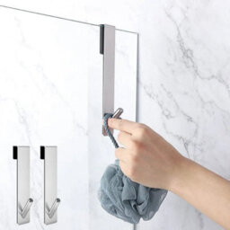 2 Pack Towel Hook, No-Drill Shower Hook, Stainless Steel Silver - thumbnail 5