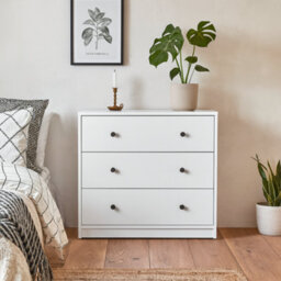 Wyld Haus Tainan White 3-Drawer Wood Chest, Compact 724 X 301 X 683 mm - thumbnail 1