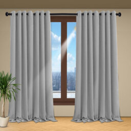 Oxford Homeware Plain Light Grey 230Gsm Blackout Curtain Thermal Insulated Eyelet For Living Room Curtain Pair (W)228Cm X (L)228Cm - thumbnail 1