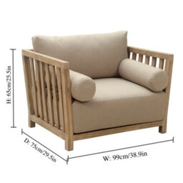 Dibor 4-Piece Wooden Outdoor Garden Sofa Set Natural Wood Patio Furniture With Cushions And Coffee Table - thumbnail 7