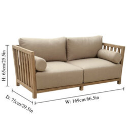 Dibor 4-Piece Wooden Outdoor Garden Sofa Set Natural Wood Patio Furniture With Cushions And Coffee Table - thumbnail 6