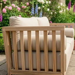 Dibor 4-Piece Wooden Outdoor Garden Sofa Set Natural Wood Patio Furniture With Cushions And Coffee Table - thumbnail 5