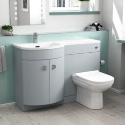 Nes Home 1100mm Matte Grey Left Hand Basin Vanity, Wc Unit & Back To Wall Toilet - thumbnail 1