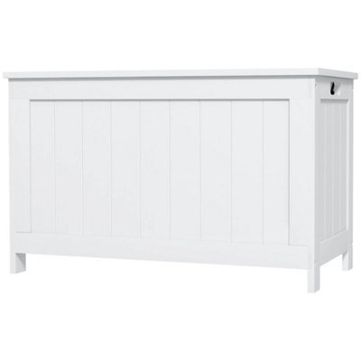 Storage Chest With 2 Safety Hinges, Modern Storage Bench, White - image 1