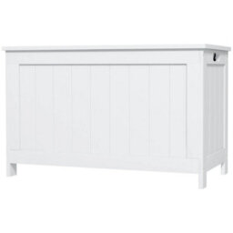 Storage Chest With 2 Safety Hinges, Modern Storage Bench, White - thumbnail 1