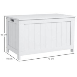 Storage Chest With 2 Safety Hinges, Modern Storage Bench, White - thumbnail 2