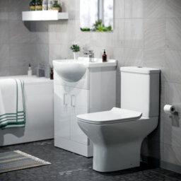 Nes Home Abermule Bathroom Basin Flat Pack Vanity Unit Toilet And Bath Suite White - thumbnail 3