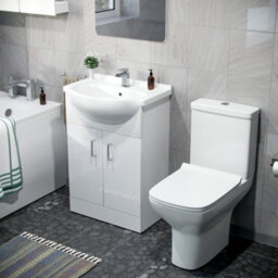 Nes Home Abermule Bathroom Basin Flat Pack Vanity Unit Toilet And Bath Suite White - thumbnail 4