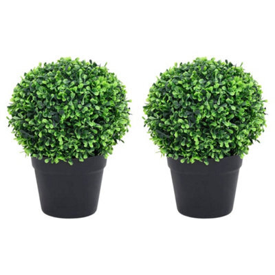 Walplus Artificial Boxwood Plants 2 Pcs With Pots Ball Shaped Green 27 Cm - image 1
